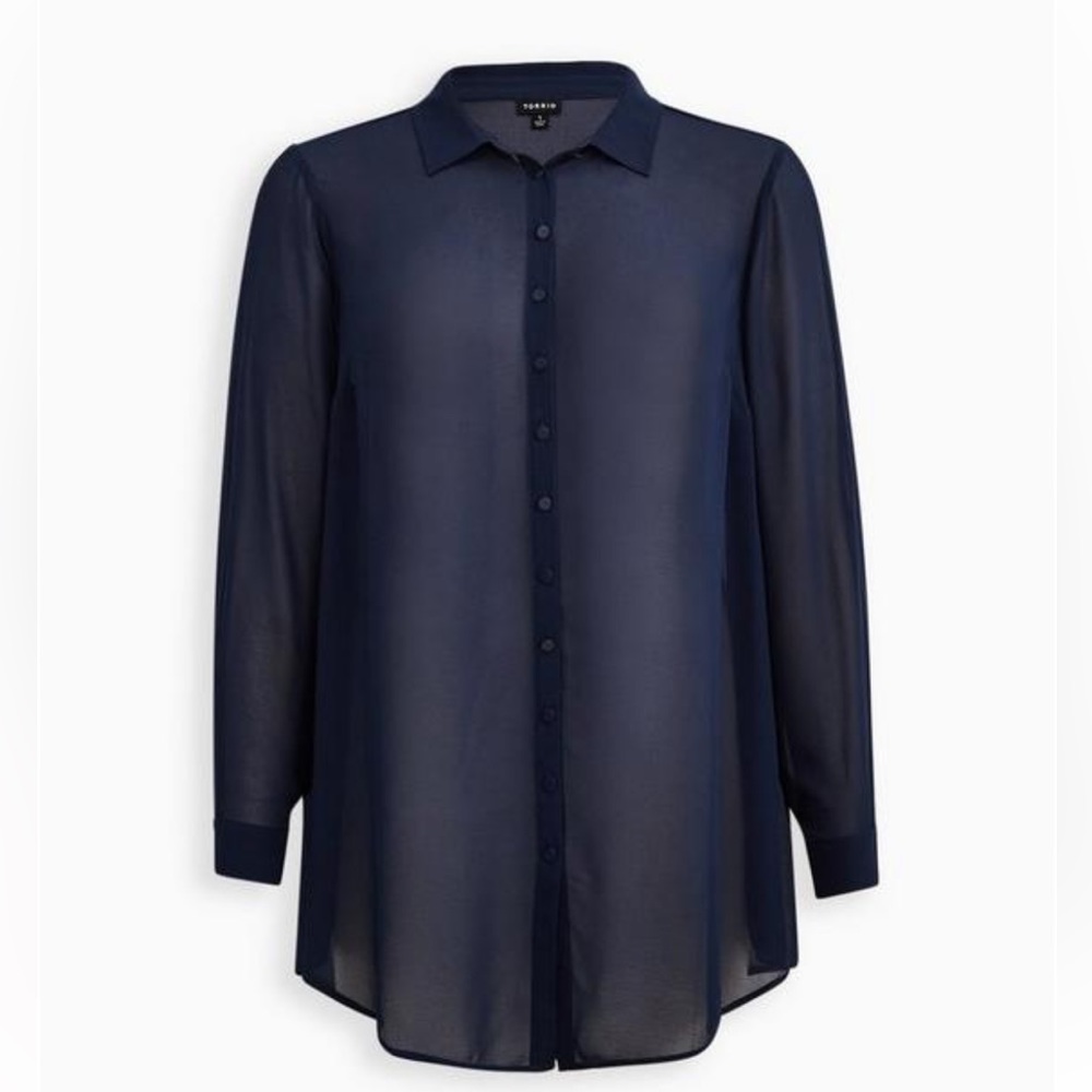 Torrid dark blue long sleeve blouse size 3 x